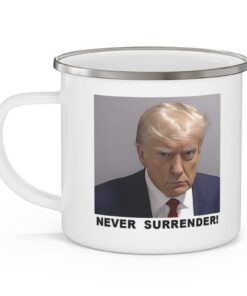 Trump Never Surrender Enamel Camping Mug Left