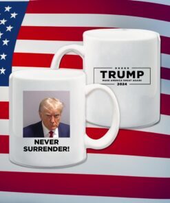 Trump Never Surrender White Coffee Mug