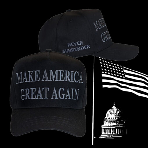 Never Surrender Black MAGA Dad Hat - Image 3